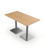 Light Wood Rectangular Dining Table with Stainless Steel Legs