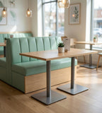 Light Wood Rectangular Dining Table with Stainless Steel Legs