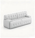 舒適耐用白色布藝固定膠腳三座位梳化 White Fabric 3-Seater Sofa with Fixed PP Legs