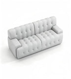 舒適耐用白色布藝固定膠腳三座位梳化 White Fabric 3-Seater Sofa with Fixed PP Legs