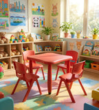 實用紅色防火板幼稚園圓角兒童枱椅 Kids Red Kindergarten Table Chair Set