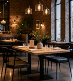 簡約木色鋼架長方形餐枱 Minimalist Wood Rectangle Dining Table