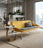 Light Luxury White Artificial Stone Metal Leg 2-Tier Round Coffee Table