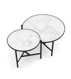 Modern White Sintered Stone Round Nesting Coffee Table