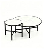 Modern White Sintered Stone Round Nesting Coffee Table