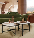 Modern White Sintered Stone Round Nesting Coffee Table
