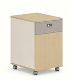 現代淺木色拼灰色一櫃桶一門密碼鎖帶轆活動櫃 Modern Light Wood & Grey 1-Drawer 1-Door Mobile Pedestal
