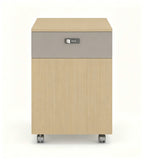 現代淺木色拼灰色一櫃桶一門密碼鎖帶轆活動櫃 Modern Light Wood & Grey 1-Drawer 1-Door Mobile Pedestal