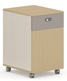 Modern Light Wood & Grey 1-Drawer 1-Door Mobile Pedestal with Combination Lock
