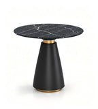 輕奢黑色人造石圓形茶枱 Light Luxury Black Stone Round Tea Table