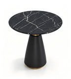 輕奢黑色人造石圓形茶枱 Light Luxury Black Stone Round Tea Table