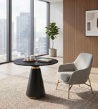 輕奢黑色人造石圓形茶枱 Light Luxury Black Stone Round Tea Table