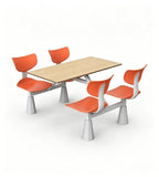 Modern Minimalist Wood Grain Orange Steel Frame 4-Seater Fixed Canteen Dining Table M07-2