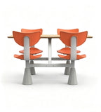 Modern Minimalist Wood Grain Orange Steel Frame 4-Seater Fixed Canteen Dining Table M07-2