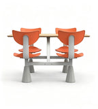 現代簡約木紋橙色鋼架四人位固定餐廳餐枱 M07-2 Modern 4-Seater Canteen Dining Table