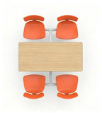Modern Minimalist Wood Grain Orange Steel Frame 4-Seater Fixed Canteen Dining Table M07-2