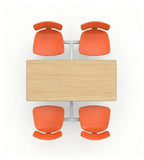 現代簡約木紋橙色鋼架四人位固定餐廳餐枱 M07-2 Modern 4-Seater Canteen Dining Table