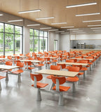 Modern Minimalist Wood Grain Orange Steel Frame 4-Seater Fixed Canteen Dining Table M07-2