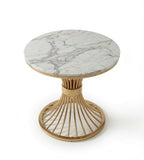 Light Luxury White Marble Golden Stainless Steel Round Table
