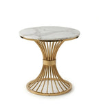 Light Luxury White Marble Golden Stainless Steel Round Table