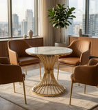 輕奢白色大理石金色不銹鋼圓形洽談枱 Light Luxury Marble Round Table