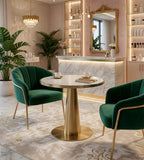 Gold Stainless Steel Sintered Stone Round Negotiating Table