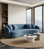Modern Light Luxury Blue Fabric 3-Seater Sofa