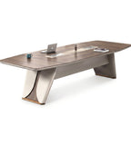 現代木紋帶線盒長方形會議枱 Modern Wood Grain Rectangular Conference Table