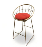 輕奢紅色布藝不銹鋼腳吧椅 Light Luxury Red Fabric Bar Stool