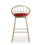 Light Luxury Red Fabric Bar Stool with Stainless Steel Legs