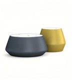 Modern White Sintered Stone Pleated Leather Golden Round Coffee Table