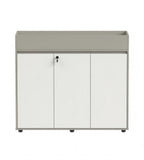 商務灰白拼色掩門帶鎖矮身辦公室文件櫃 Grey White Locked Low Office File Cabinet