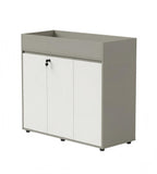 商務灰白拼色掩門帶鎖矮身辦公室文件櫃 Grey White Locked Low Office File Cabinet