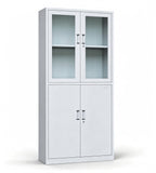 上下對開玻璃鋼製文件櫃 Upper Glass & Lower Steel Double-Door Filing Cabinet