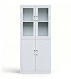 Upper Glass & Lower Steel Double-Door Filing Cabinet