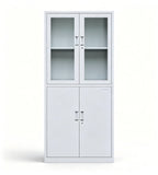 上下對開玻璃鋼製文件櫃 Upper Glass & Lower Steel Double-Door Filing Cabinet