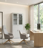 Upper Glass & Lower Steel Double-Door Filing Cabinet
