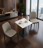 簡約白色岩板方形辦公室洽談枱 Minimalist White Sintered Stone Square Office Table