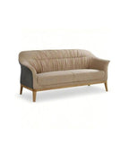 現代米色西皮實木腳三座位梳化 Modern Beige PU Leather Solid Wood 3-Seater Sofa