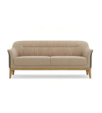 現代米色西皮實木腳三座位梳化 Modern Beige PU Leather Solid Wood 3-Seater Sofa