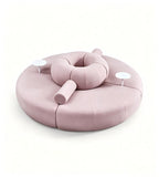 現代粉紅布藝帶茶几圓形多座位梳化 Modern Pink Fabric Round Sofa