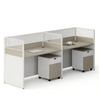 Modern Straight Desk with Screen and Mobile Pedestal