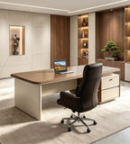 商務深啡色帶櫃桶辦公枱 Business Dark Brown Office Desk
