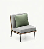 現代簡約灰色布藝拼木紋無扶手單座位梳化 Modern Minimalist Grey Fabric and Wood Grain Armless Single Seater Sofa