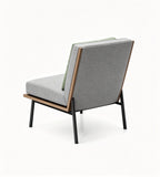 現代簡約灰色布藝拼木紋無扶手單座位梳化 Modern Minimalist Grey Fabric and Wood Grain Armless Single Seater Sofa