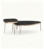 Light Luxury Black Sintered Stone Bronze Metal Nesting Coffee Table