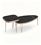 Light Luxury Black Sintered Stone Bronze Metal Nesting Coffee Table