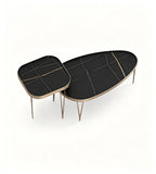 Light Luxury Black Sintered Stone Bronze Metal Nesting Coffee Table
