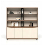 簡約胡桃木色掩門高身辦公室文件櫃 Minimalist Walnut Tall Office File Cabinet