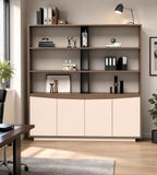 簡約胡桃木色掩門高身辦公室文件櫃 Minimalist Walnut Tall Office File Cabinet